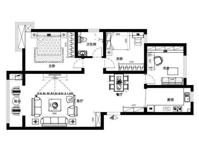 小卧室家具布置技巧:节省空间不压抑(图2) 小卧室,如何做家具布置设计