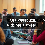 12月CPI同比上涨1.5% 环比下降0.3%解析(图1) 12月CPI同比上涨1.5% 环比下降0.3%解析(图1)